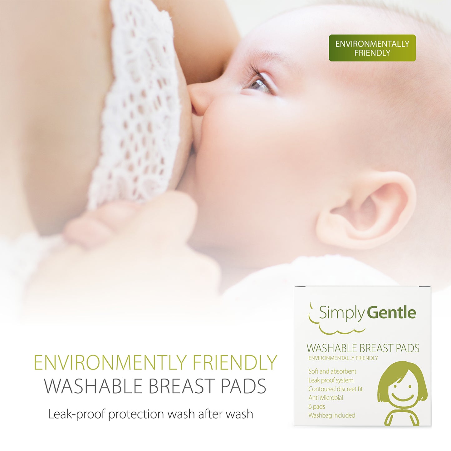 Simply Gentle Washable & Reusable Breast Pads