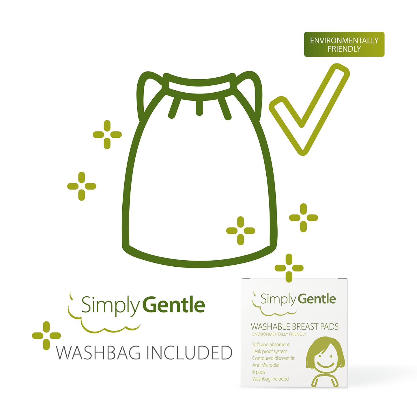 Simply Gentle Washable & Reusable Breast Pads