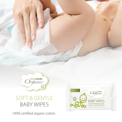 Our Organic Baby Wipes are made from our soft and gentle cotton, impregnated with an organic lotion, making our wipe truly organic. The lotion is made with a blend of Aloe Vera and Green Tea, giving it a subtle fragrance. 100% certified organic cotton. Soil Association approved.