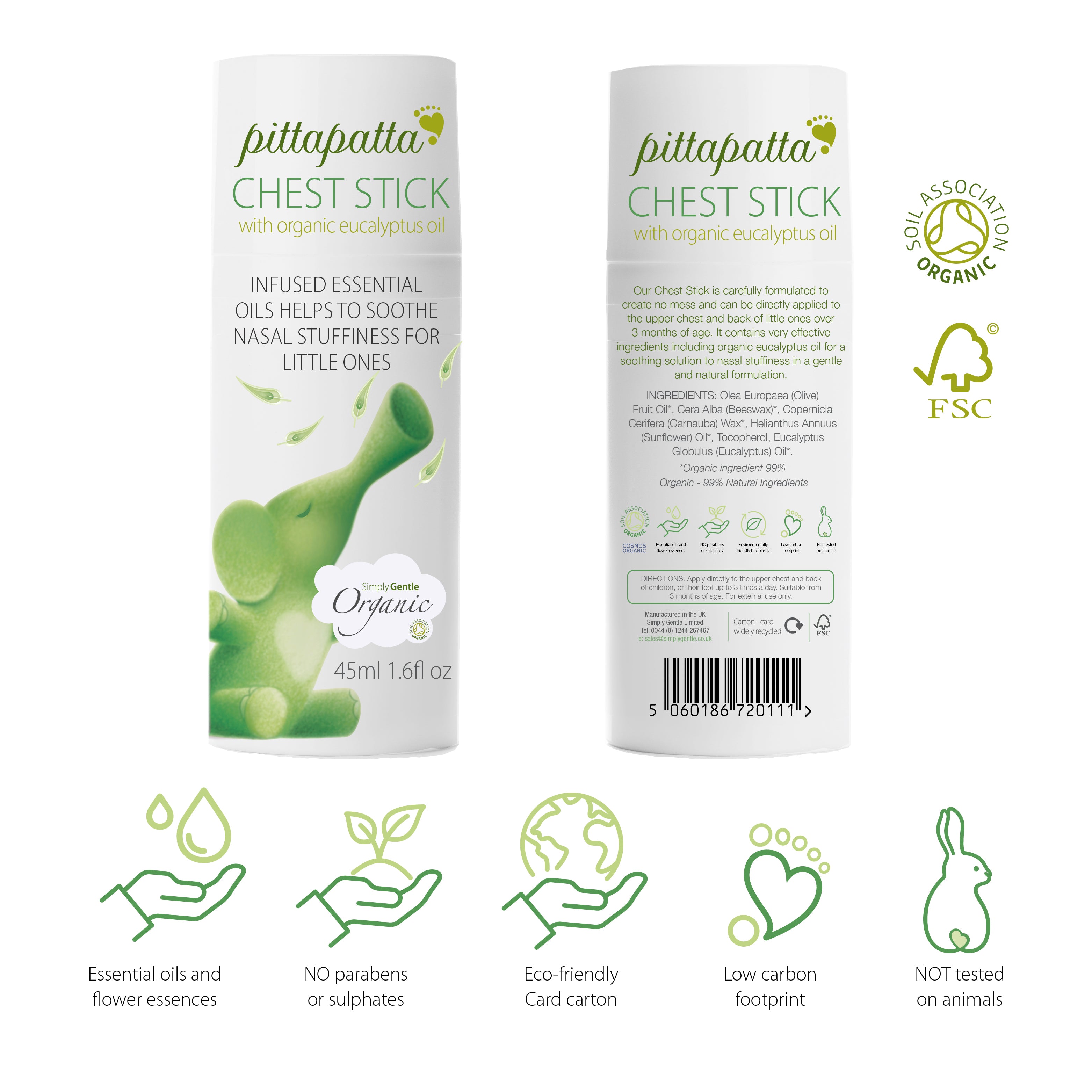Pittapatta Chest Stick infused essential oils, helps to soothe nasal stuffiness for little ones