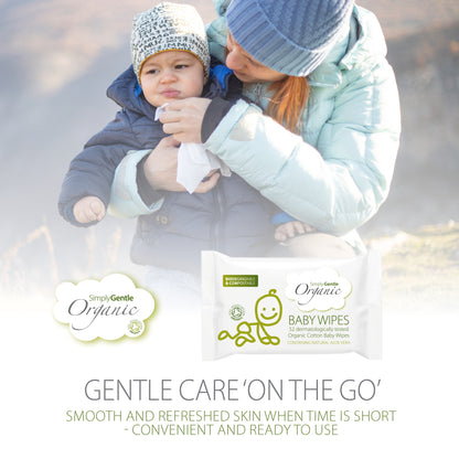 Our Simply Gentle Baby Wipes are made from our soft and gentle cotton, impregnated with an organic lotion, making our wipe truly organic. The lotion is made with a blend of Aloe Vera and Green Tea, giving it a subtle fragrance. 100% certified organic cotton. Soil Association approved. 