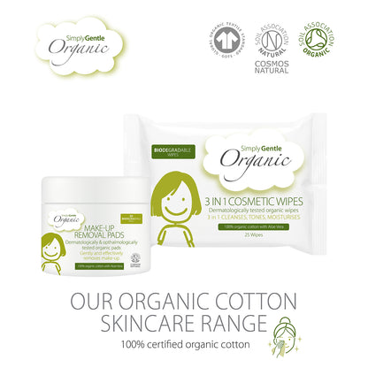 Simply Gentle Organic 3 in 1 Cosmetic Wipes