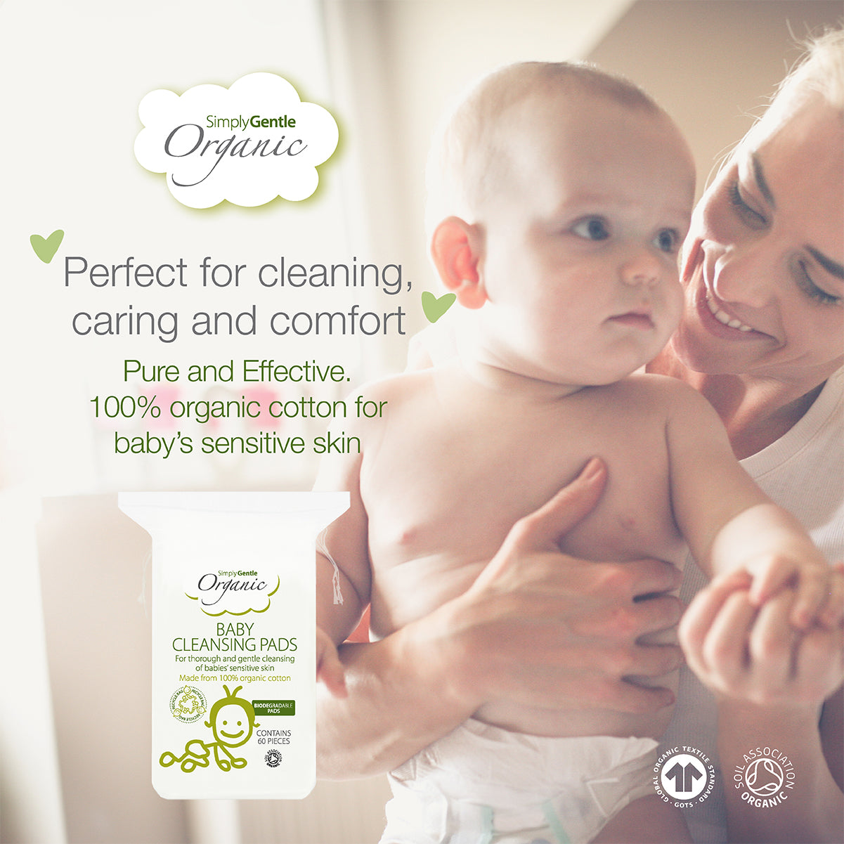 Simply Gentle Organic Baby Cotton Cleansing Pads