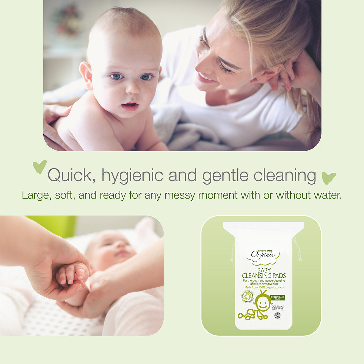 Simply Gentle Organic Baby Cotton Cleansing Pads
