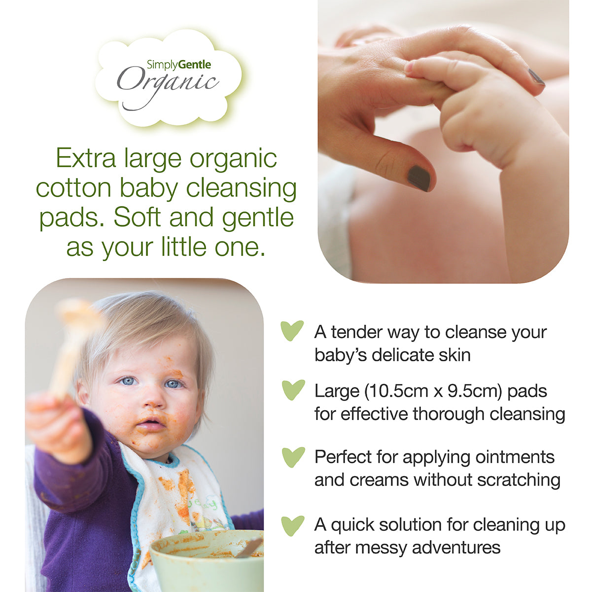 Simply Gentle Organic Baby Cotton Cleansing Pads