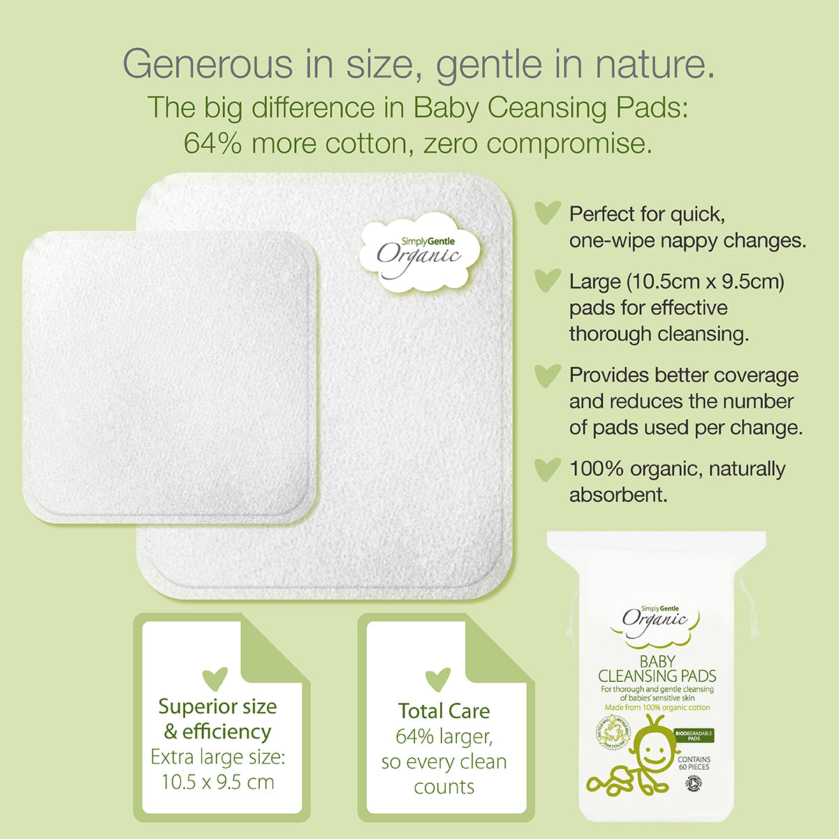 Simply Gentle Organic Baby Cotton Cleansing Pads