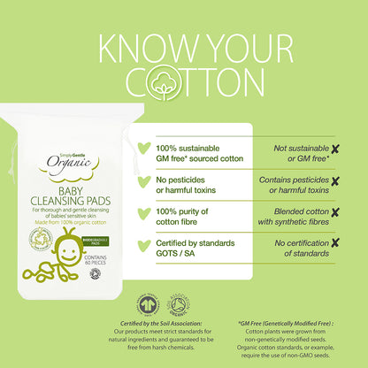 Simply Gentle Organic Baby Cotton Cleansing Pads