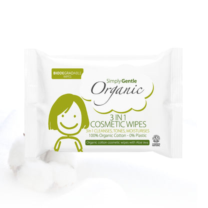 Simply Gentle Organic 3 in 1 Cosmetic Wipes