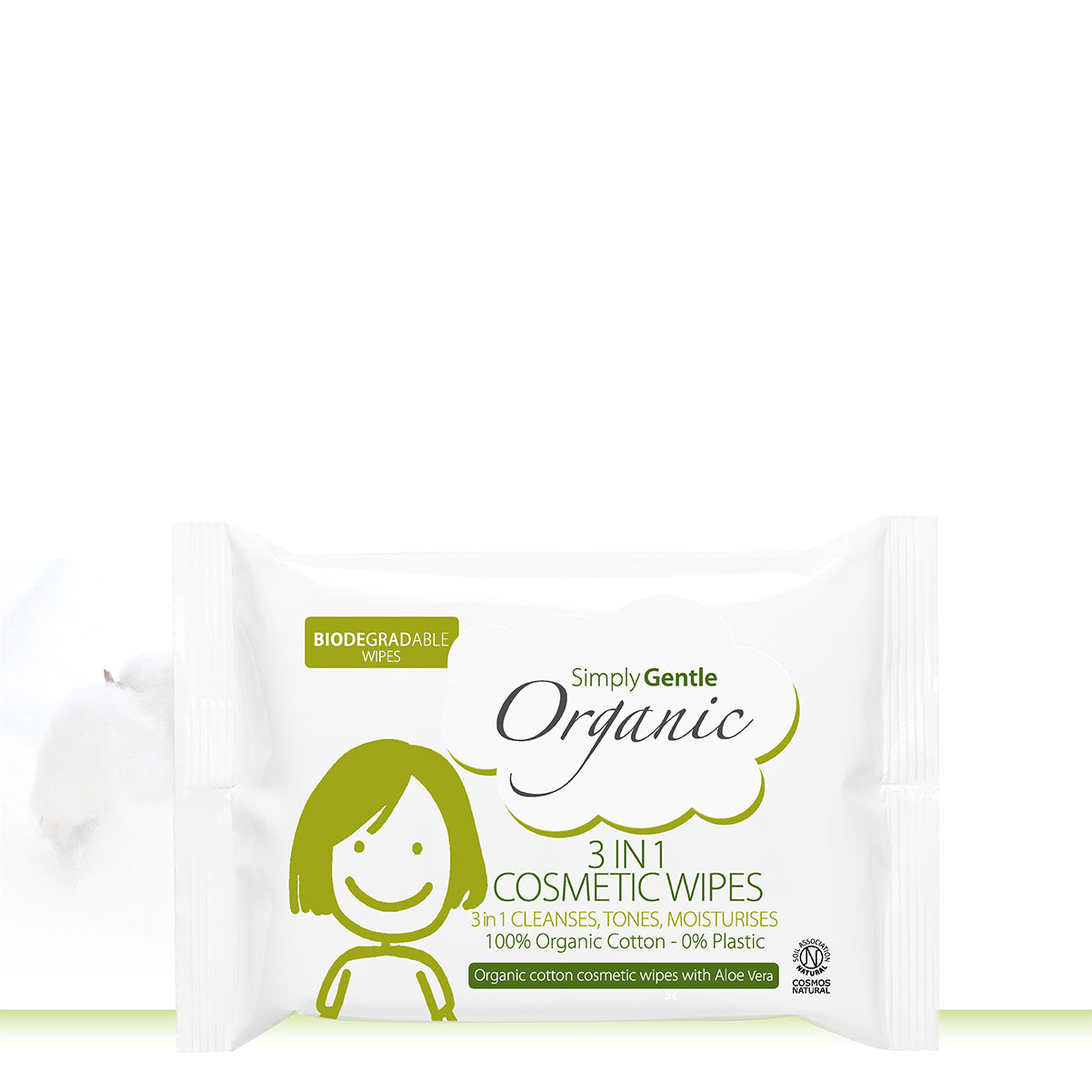Simply Gentle Organic 3 in 1 Cosmetic Wipes
