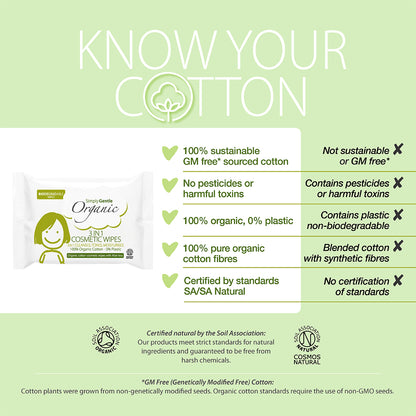 Simply Gentle Organic 3 in 1 Cosmetic Wipes