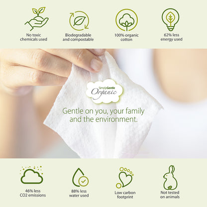 Simply Gentle Organic 3 in 1 Cosmetic Wipes