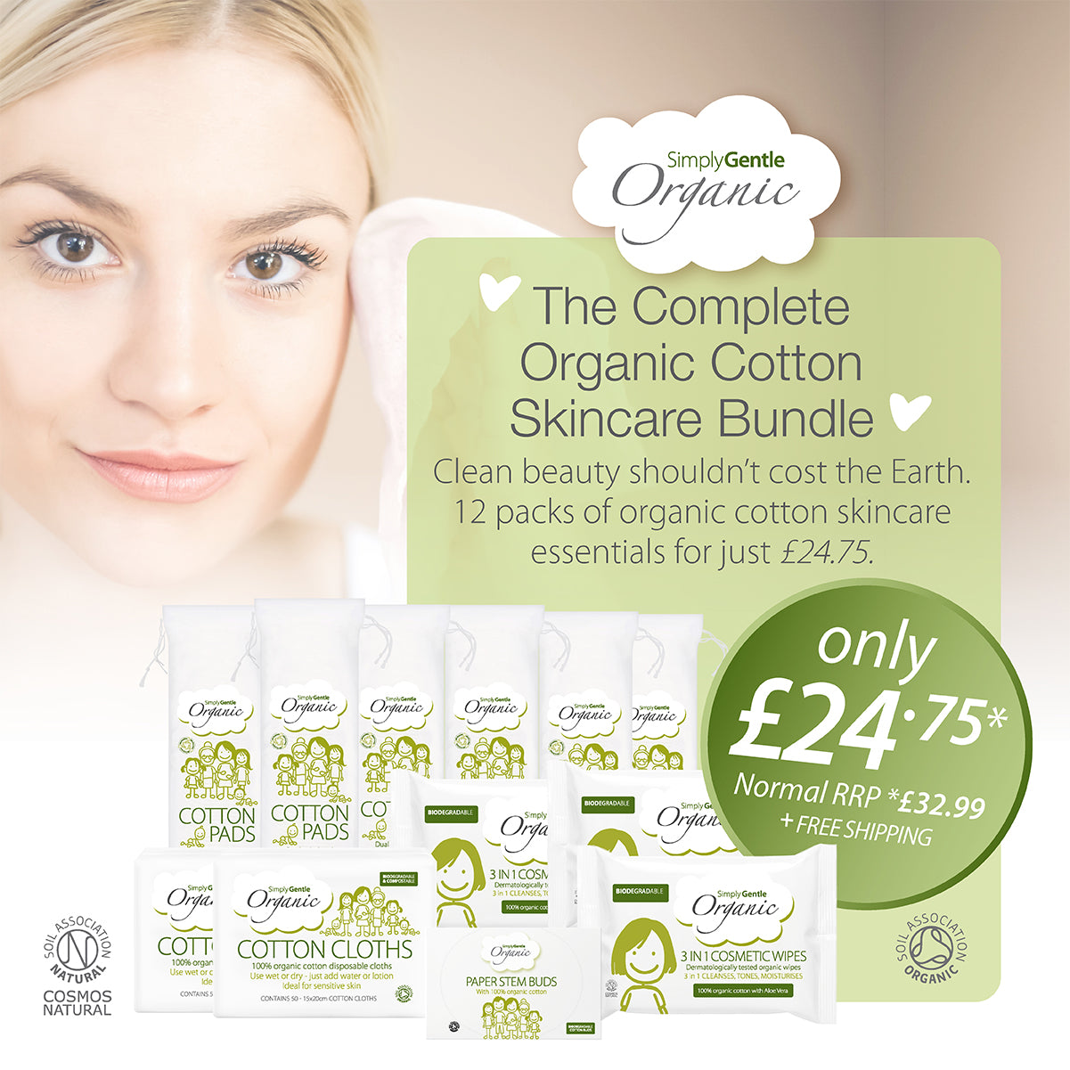 Simply Gentle Organic Cotton Skincare Bundle