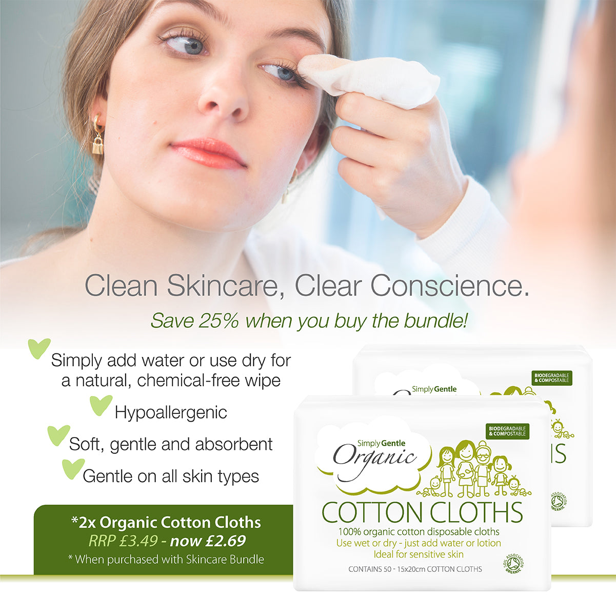 Simply Gentle Organic Cotton Skincare Bundle