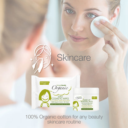 Simply Gentle Organic 3 in 1 Cosmetic Wipes